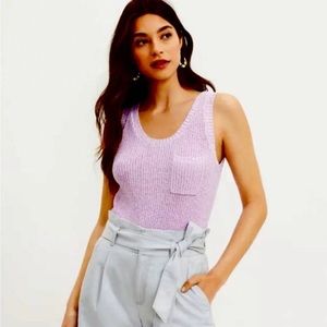 LOFT Ribbed Knit Purple Tank Top Size L